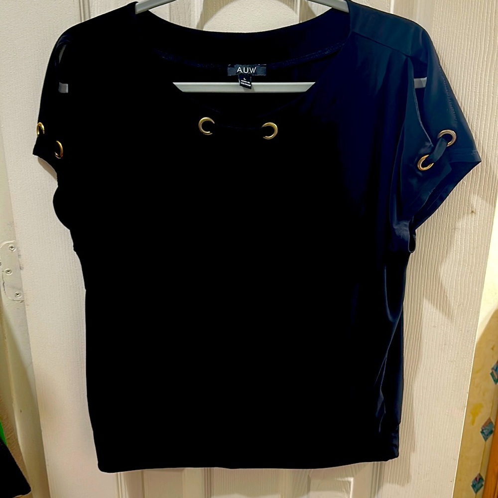 Black shirt with gold trim